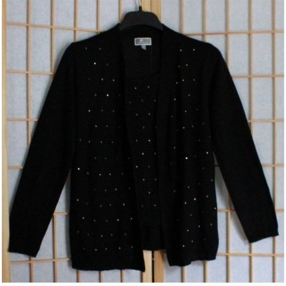 JM Collection Petite Studded Faux Layered Sweater